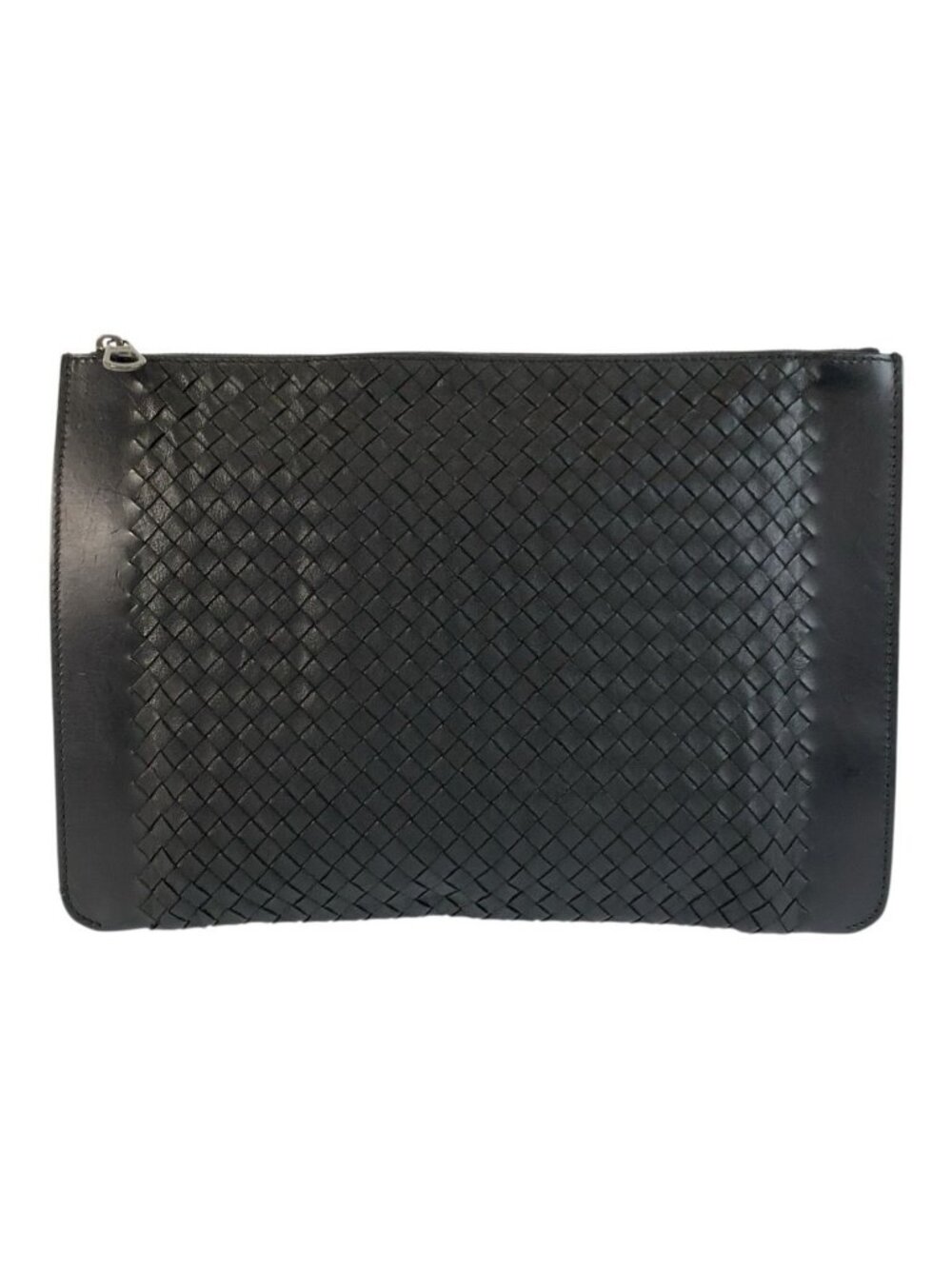 Bottega Veneta Intrecciato Black Leather Clutch